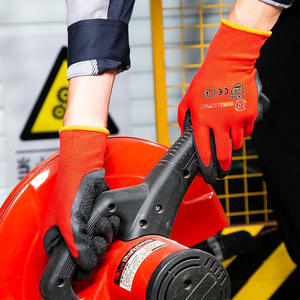 Guantes de Trabajo Personalizados para Hombre con Logotipo, Rojos y Negros, con Revestimiento de Látex para Agarre y Protección en Construcción Durante el Verano - Product Image 6