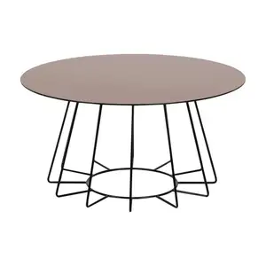 新设计圆形青铜玻璃画顶部咖啡桌金属管