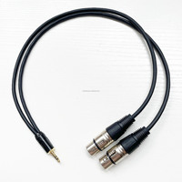 Kabel Speaker Audio OEM TRS 3.5mm ke 2 XLR Female Aux Cable 2 XLR Male Plug ke 3.5 Male untuk Ponsel ke Mixer Amplifier Y Splitter
