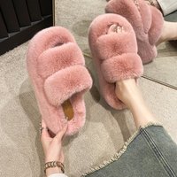 Pantoufles en peluche à semelle épaisse antidérapante à bout ouvert pour femmes, commande personnalisée bienvenue