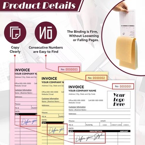 Blocco <span class=keywords><strong>Ricevute</strong></span> Fatture Carbonless Personalizzato con Logo, Formulare Ordini di Vendita NCR, Duplicato Triplicato, Stampa Digitale A4 A5, Scontrino di Consegna - Product Image 6