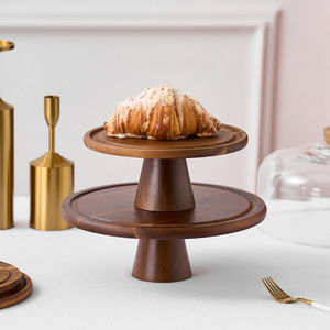 Plateau à gâteau rond sur pieds, <span class=keywords><strong>en</strong></span> acacia écologique, avec couvercle transparent <span class=keywords><strong>en</strong></span> verre, présentoir à desserts, plateau <span class=keywords><strong>en</strong></span> <span class=keywords><strong>bois</strong></span> pour hôtels - Product Image 4