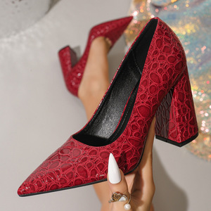 Women's <strong>Chunky</strong> <strong>Heel</strong> Pointed-<strong>Toe</strong> <strong>Closed</strong> <strong>Toe</strong> Shoes Block Large Size Summer French Socialite High <strong>Heels</strong> - Product Image 6