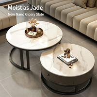 Table basse gigogne en pierre frittée à tiroirs, fonction télescopique, meilleur rapport qualité-prix, pour salon et petits espaces