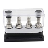 Barre de distribution d'alimentation 600A, 4 x 3/8 bornes, boîtier de barre omnibus 48V CC, noir