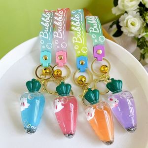 Creative Custom Cute Rabbit Keychains Animal Liquid Boba <b>Floating</b> Liquid Keychain - Product Image 4