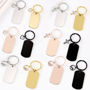 Placa de Identificación para Perro en Forma de Cruz, Grabado Láser en Forma de Corazón, Impresión UV a Color, Material de Acero Inoxidable en Blanco para DIY, Llavero de Metal - Product Image 1