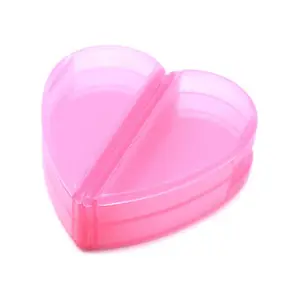 Hot Sales From Promotion Customized Logo Cute Heart Shape Pill Case Plastic Pill Container/one day 2 compartment pill box