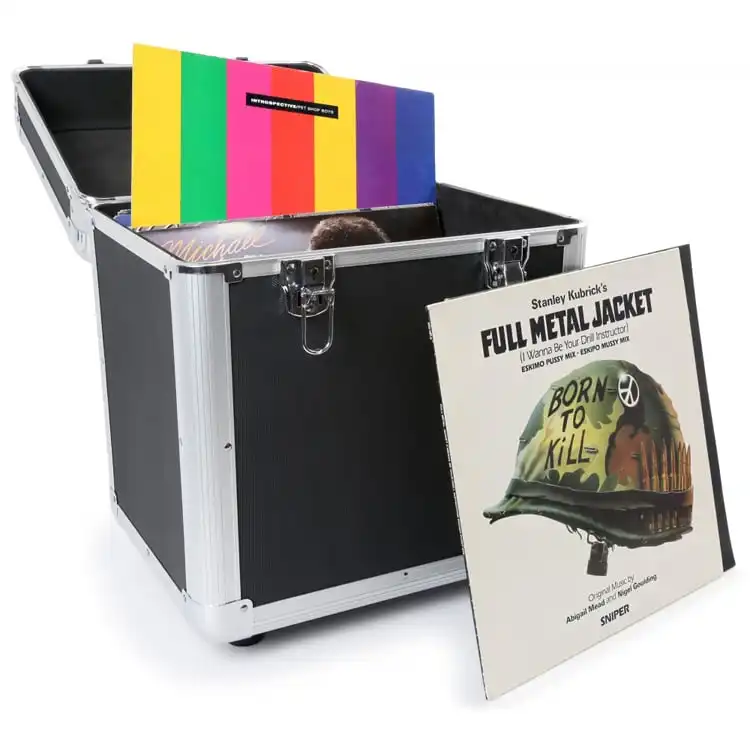 Caja de herramientas de aluminio para almacenamiento de discos de vinilo CD y LP