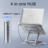 Stands Laptop 4 in 1, Rotasi 360°, Lipat & Dapat Disesuaikan, Docking Station Tipe C, HUB Portabel, Stands Tablet PC yang Dapat Disesuaikan