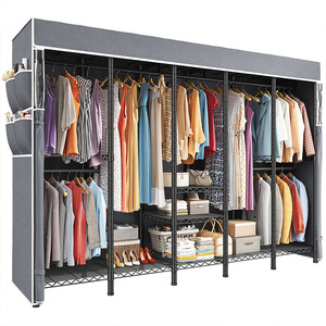 Nhà Máy Oem Odm Nhiệm Vụ Nặng Nề Đa Chức Năng Quần Áo Giá May Mặc Trang Trí Tủ Quần Áo Cửa Không Dệt Gấp Dây Kim Loại Tủ Quần Áo - Product Image 1