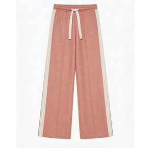 <span class=keywords><strong>Pantaloni</strong></span> a Vita Alta e Gamba Larga per Ragazze, Colore Rosa-Marrone, con Dettaglio a Striscia Laterale e Cordoncino Intrecciato, Comodi per l'Uso Quotidiano - Product Image 2