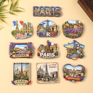 Aimant de réfrigérateur en bois 3D époxy personnalisé avec logo, en gros – Souvenir de voyage irrégulier de Paris, Provence et Bordeaux - Product Image 2