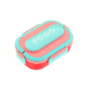 <b>Lunch</b> <b>Box</b> Double Compartment 304 Stainless Steel Rectangular For Students Office Workers Children With Plastic Lid - Product Image 5