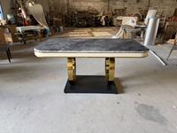 Table à manger rectangulaire moderne haut de gamme en pierre frittée, style italien, luxe léger, personnalisable, 6 places, avec chaises assorties