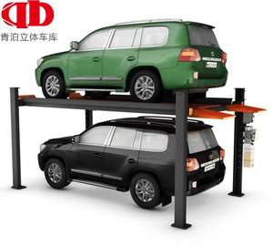 Système de stationnement à quatre poteaux robuste, haute capacité, avec verrouillage externe, élévateur hydraulique à 4 colonnes pour garage domestique, 220-240V - Product Image 1