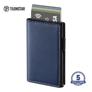 TILONSTAR TVC315 Anti-Theft Business Card <b>Wallet</b> Leather Pop up <b>Wallet</b> Aluminum Credit Card <b>Holder</b> With RFID Blocking Function - Product Image 1