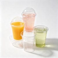 Gobelet jetable transparent en PET biodégradable pour boissons froides 16oz 20oz 24oz avec couvercle dôme imprimé sur mesure pour thé boba et café glacé