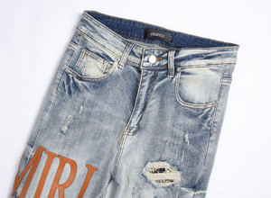 Pantalones vaqueros personalizados ajustados para <span class=keywords><strong>hombre</strong></span>, pantalones vaqueros desgastados, pantalones vaqueros rasgados de algodón para <span class=keywords><strong>hombre</strong></span>, pantalones vaqueros - Product Image 4