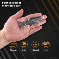 Nouvelles couleurs Robot appât corps de poisson sculpté à la main quatre sections lede leurre de pêche électronique appâts de natation artificiels