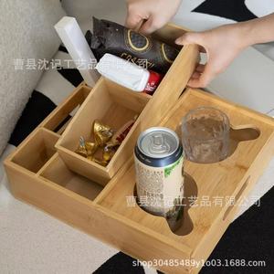 Plateau de rangement en bois avec porte-bouteille pour voiture, organiseur de collations portable - Product Image 3