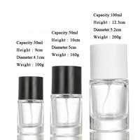 Flacon de parfum en verre vide, cylindrique court, 50 ml, 100 ml, avec couvercle, transparent, impression sérigraphique, pulvérisateur à pompe, logo personnalisé Wx-53