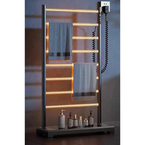Black 304 Stainless Steel Stand <strong>Towel</strong> <strong>Rail</strong> Electric <strong>Heated</strong> <strong>Free</strong> <strong>Standing</strong> Hot <strong>Towel</strong> Rack Warmer - Product Image 2