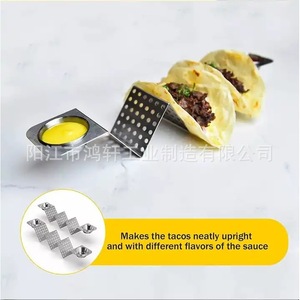 Soporte para Tacos de Acero Inoxidable HX-T001, 1.00mm de Grosor, con Bandeja para Salsas, para Hoteles, Comida, Café y Té - Product Image 4