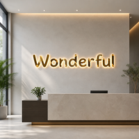 Panneau publicitaire LED miniature personnalisable, logo d'entreprise, mur d'image, fond en verre acrylique gravé, signalétique lumineuse