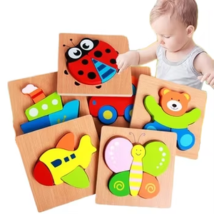Rompecabezas 3D de madera personalizados, juegos de cubo de tablero, vehículo de animales de dibujos animados para niños, juguetes educativos de aprendizaje para niños y niñas - Product Image 1