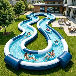 Maßgefertigter Aufblasbarer Gebogener Lazy River Drift <span class=keywords><strong>Pool</strong></span> Wasserkanal-Vergnügungsspielplatz für den Garten - Product Image 2