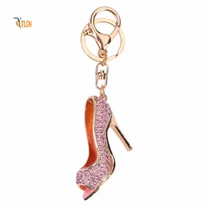 Custom metal key chain accessories cartoon high heel shoes bag pendant keychain