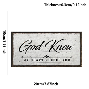 Letrero Colgante de Madera Vintage, Placa Rústica para Pared con la Frase 'Dios Sabía que <span class=keywords><strong>mi</strong></span> Corazón Necesitaba Tu Presencia', Decoración para Puerta Principal del Hogar, Etiqueta Colgante de Madera para Puerta - Product Image 6