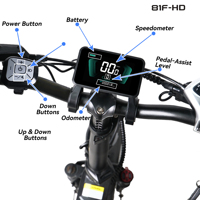 YL-81F-HD Meter LCD Pintar untuk Sepeda Listrik dengan GPS Locator, Alarm Anti-maling, NFC, Bluetooth BLE, Layar Warna untuk Sepeda Listrik