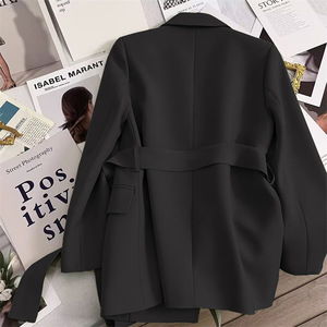 Blazer Entallado de Moda para Mujer de Otoño y Primavera con Cuello Vuelto y Cinturón, Chaqueta Estilo Coreano Casual para Dama - Product Image 6