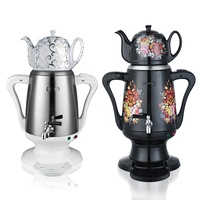 Meilleures ventes : Ensemble samovar à eau et thé en acier inoxydable écologique de style turc moderne, 4,5 L, couleur argent, pour usage domestique