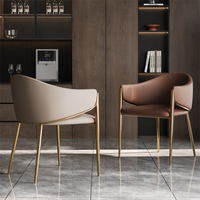 Chaise de salle à manger en tissu de luxe italien, avec dossier en acier inoxydable, design moderne pour hôtel, maison, salles à manger