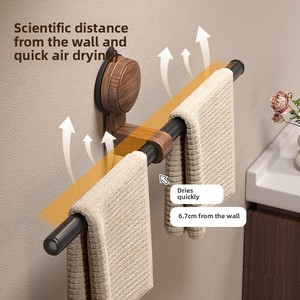 Nfs Phong Cách Cổ Quả Óc Chó Khăn Giá Cực Khăn Tắm Tường Móc Thanh Gỗ Hút Cốc Tắm Khăn Thanh Đấm Miễn Phí Móc Áo - Product Image 2