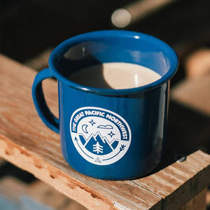 5oz 8oz mini pequeño OEM al aire libre vintage grado alimenticio personalizado logoblue esmalte vajilla camping taza <span class=keywords><strong>cerveza</strong></span> té vino taza para café - Product Image 1