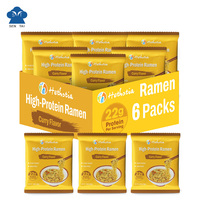 Ramen végétalien en sachet, saveur curry, riche en protéines (64g), protéines végétales, non frit, faible en glucides, sans OGM