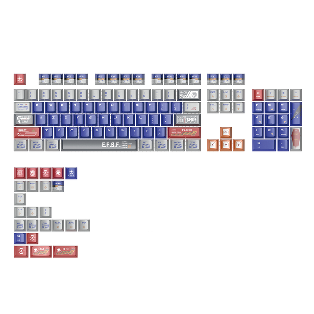 [New Process] Metallic Paint Keycap Gundam PBT Material Cherry Profile 128Key Keycap Set for 60/65/75/87/98/100 Keyboard Custom