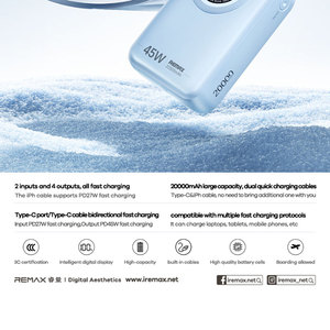 Banco de Energía FC-02 con Logotipo Personalizado, Carga Rápida PD de 45W, 20000mAh, Cables C/L Integrados, Pantalla Digital, Carga Rápida PD de 45W - Product Image 3