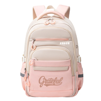 Sac à dos pour collégiens, fermeture éclair, motif tendance, grande capacité, décontracté, léger, imperméable, polyester, poignée souple