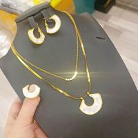 CAIOOCHE 2025 nouveau Style à la mode en acier inoxydable chaîne collier boucles d'oreilles Bracelet anneau trois pièces ensemble pour les femmes