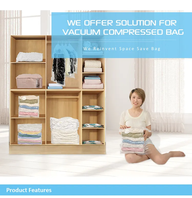 Vakum torbaları depolama alanı çanta plastik giysi ve yatak için pompa ile