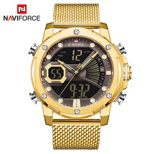 Reloj de Pulsera Deportivo <span class=keywords><strong>NAVIFORCE</strong></span> <span class=keywords><strong>9172</strong></span> de Acero Inoxidable Dorado para Hombre, Reloj de Cuarzo, Cronógrafo Digital, Reloj Masculino - Product Image 3