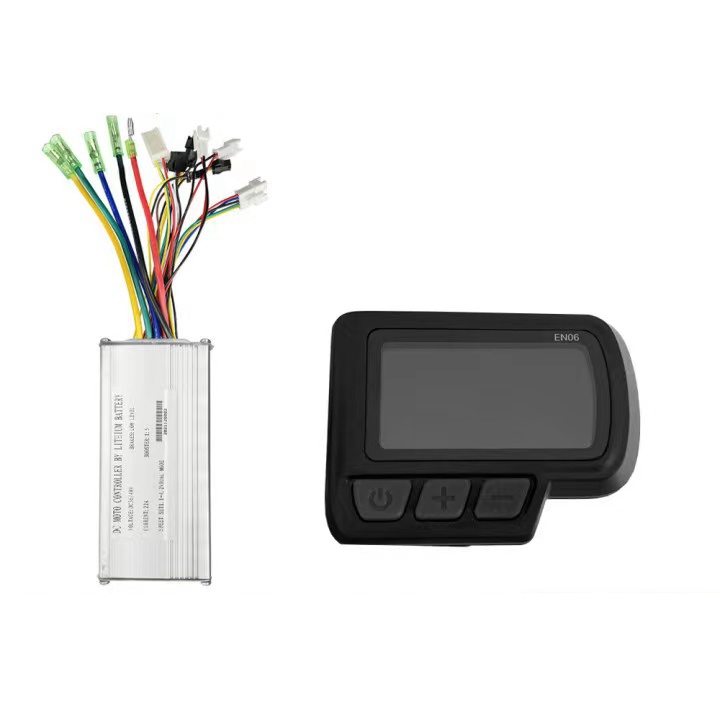 BuyWeek elektrische fiets LCD-scherm, 24V 36V 48V EN06 fietscomputer Meerdere gegevensweergave Elektrische fiets LCD-scherm voor 22,2 mm stuur 5-polige stekker