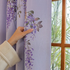 Tamaño personalizado decorar <span class=keywords><strong>puerta</strong></span> baño restaurante <span class=keywords><strong>cocina</strong></span> privacidad impreso flor violeta tela opaca <span class=keywords><strong>cortinas</strong></span> cortas <span class=keywords><strong>para</strong></span> <span class=keywords><strong>ventana</strong></span> - Product Image 5