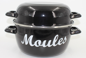 Enamel Eco-Friendly European Design <strong>Mussel</strong> <strong>Pot</strong> 24cm 5L Gas &amp; Induction Ready Includes Cast Iron Lid - Product Image 5