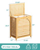 Panier à linge moderne en bambou écologique avec couvercle et poignée, panier de rangement avec doublure amovible